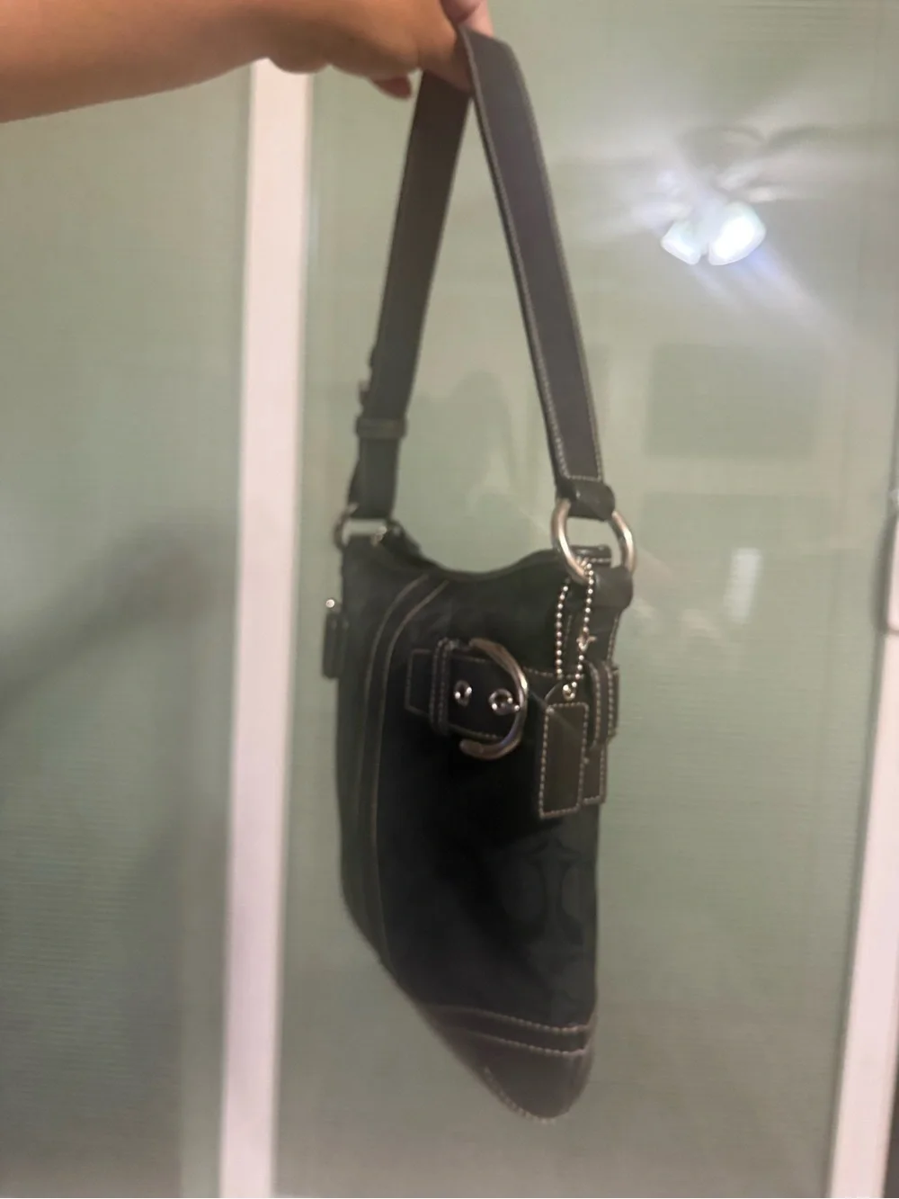 Coach Black Signature Canvas Shoulder Bag